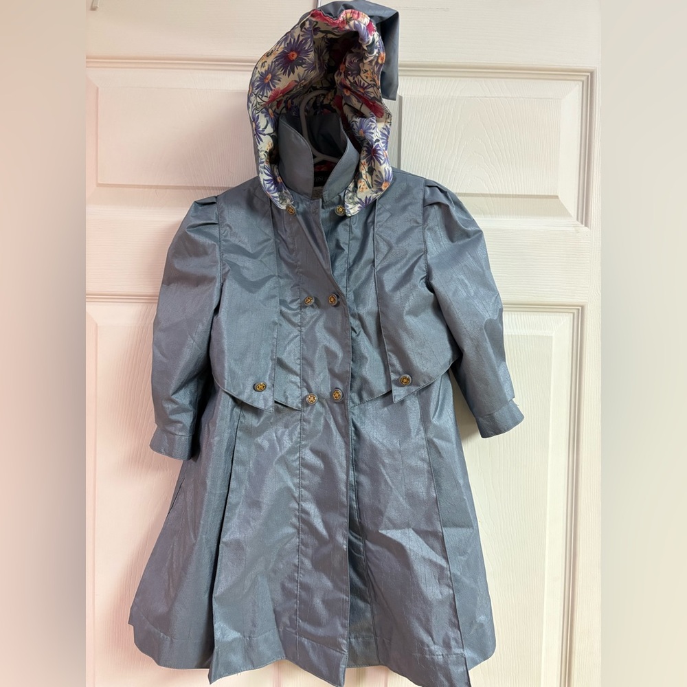 Vintage Rothschild Blue Anorak trench Coat 3t 80s/90s
